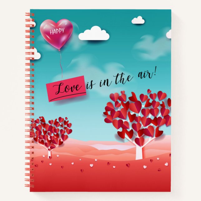 Carnet "L'amour est dans l'air !" Romantique personnalisé (Devant)