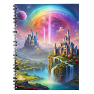 Carnet landscape with magical castles and bright colors 