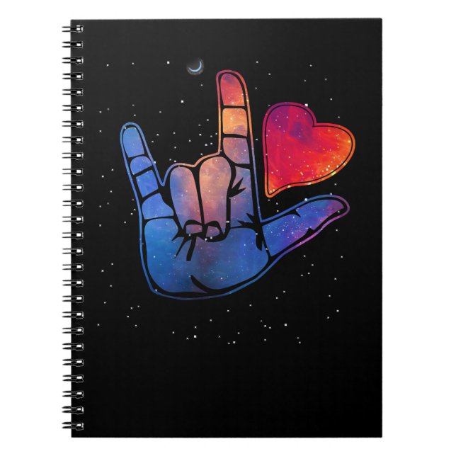Carnet Langue des Signes Américaine ASL Je vous aime dans (Devant)