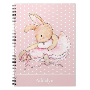 Carnet Lapin ballerine mignon tutu rose pois