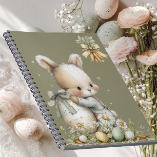 Carnet Lapin bébé mignon en pyjama avec un œuf de Pâques