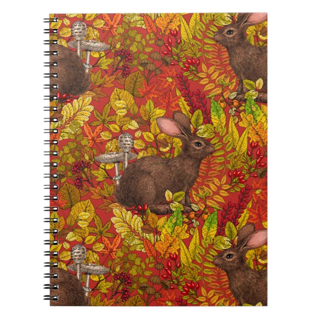 Carnet Lapin d'automne en rouge (Devant)