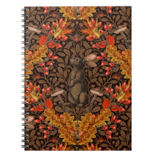 Carnet Lapin d'automne sur brun