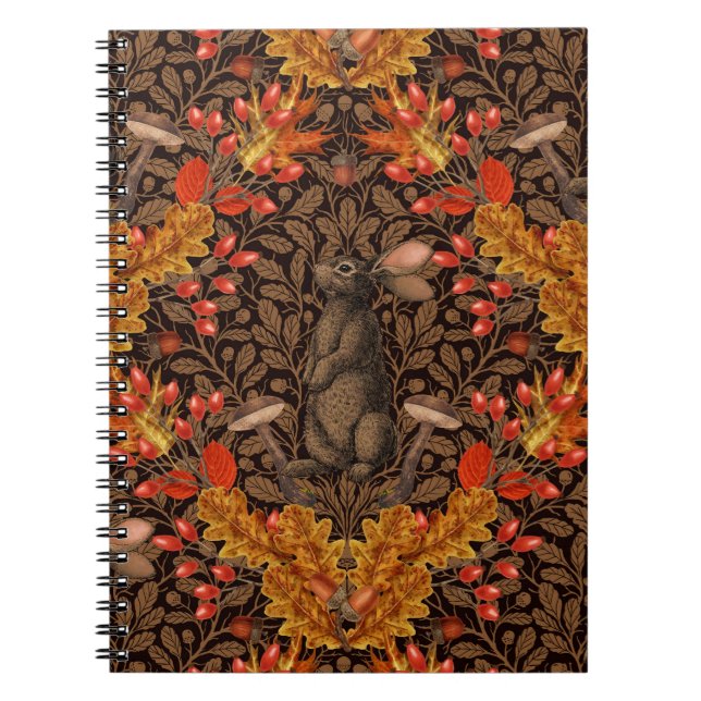 Carnet Lapin d'automne sur brun (Devant)
