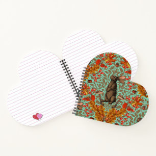 Carnet Lapin d'automne sur vert clair