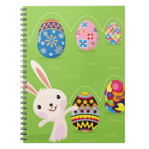 Carnet Lapin de Pâques espiègle avec les oeufs peints