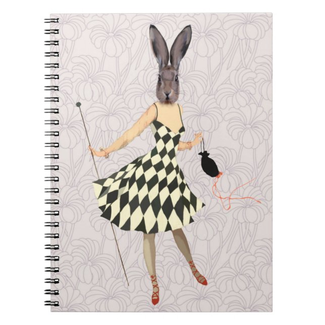 Carnet Lapin en robe blanche noire 2 (Devant)