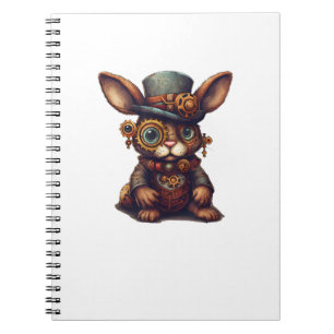 Carnet Lapin en tenue mécanique steampunk, lapin vibrant