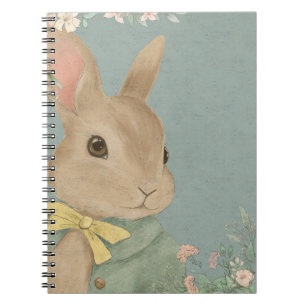 Carnet lapin mignon en robe avec fleurs