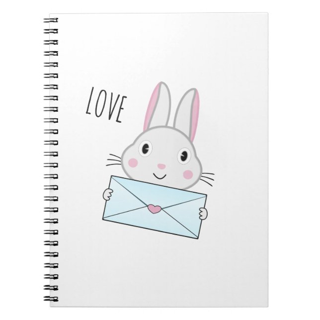 Carnet Lapin mignon et adorable tenant une lettre d'amour (Devant)