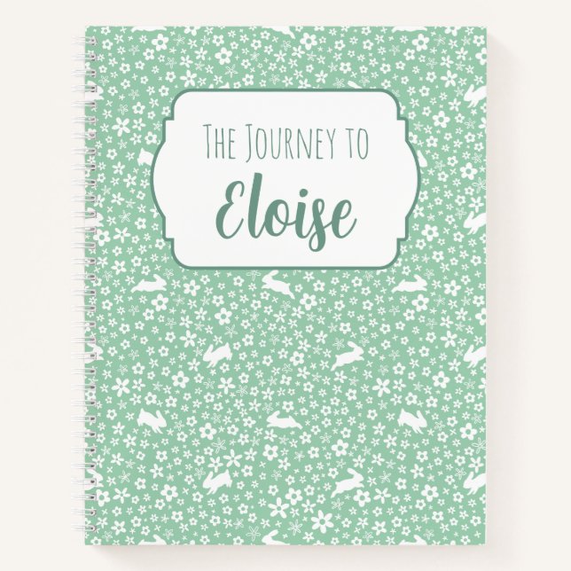 Carnet Lapin Mint Floral Parcours de Fertilité FIV Premiu (Devant)