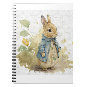 Carnet lapin pierre vintage avec fleurs