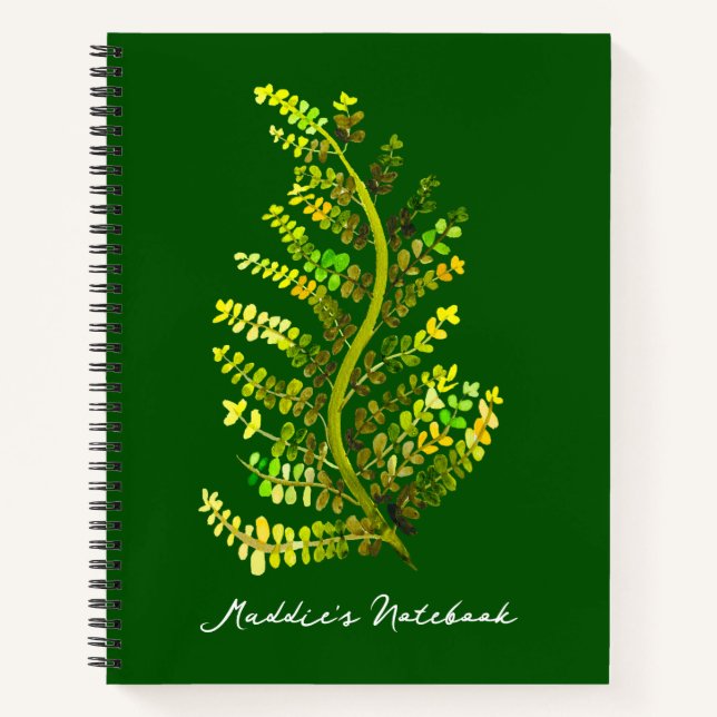 Carnet L'art plante de la feuille de fougère verte (Devant)