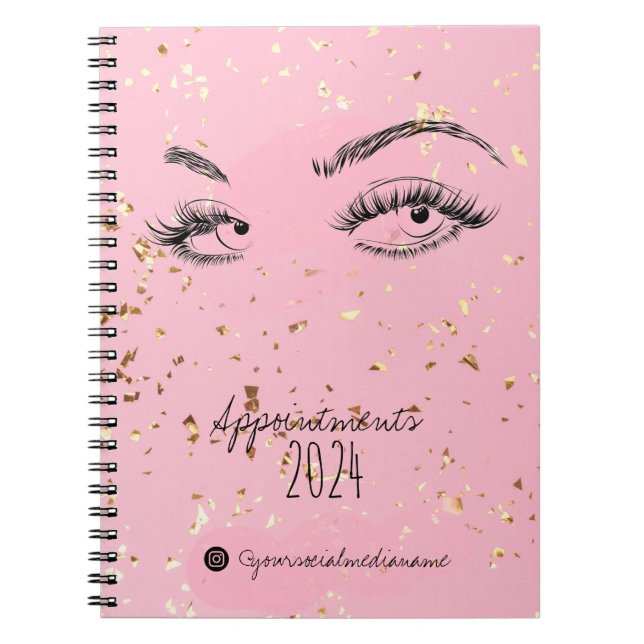 Carnet Lash extension Lashes Gold Parties scintillant Nom (Devant)