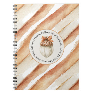 Carnet Latté Cocoa Rayures Gland Orange Nœud