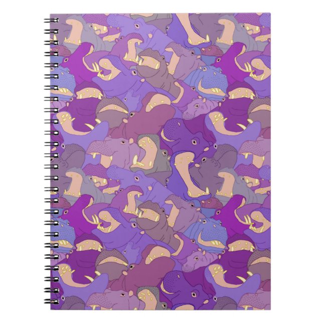 Carnet Laughing Hippos - purple (Devant)