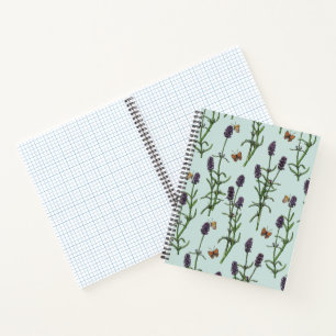 Carnet Lavande et papillons sur verre de mer