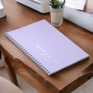 Carnet Lavande Purple Script Moderne Fille Monogramme Nom
