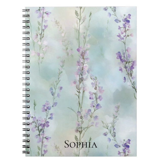 Carnet Lavande romantique violette Florale (Devant)