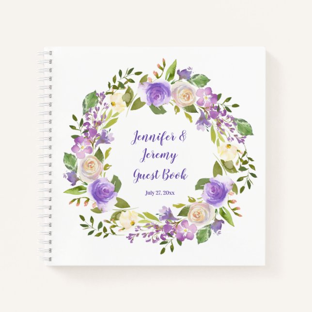 Carnet Lavande violette Chamgagne Aquarelle Florale (Devant)