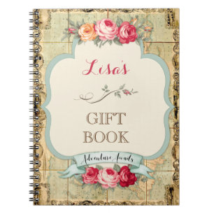 Carnet L'aventure Attend Carte du Monde Vintage Roses