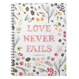 Carnet Le "amour n'échoue jamais" floral