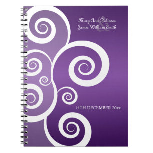 Carnet Le blanc de faveur de mariage tourbillonne pourpre