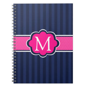 Carnet Le bleu marine barre le monogramme de coutume de