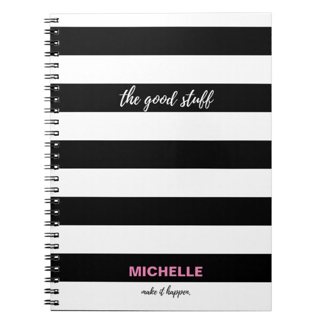 Carnet "Le bon" Bandes noires et blanches, nom (Devant)