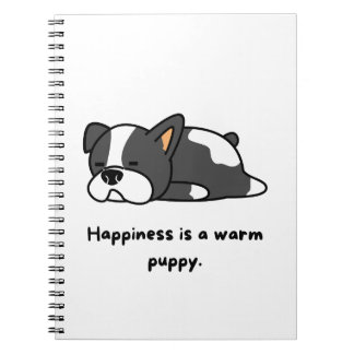 Carnet le bonheur est un chiot chaleureux