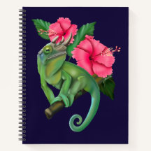 Le caméléon de Jackson avec Hibiscus