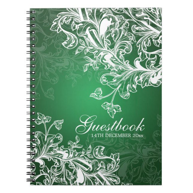 Carnet Le cru de Guestbook de mariage tourbillonne vert (Devant)