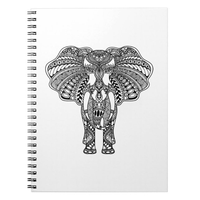 Carnet Le henné Mehndi a décoré l'éléphant d'Asie (Devant)