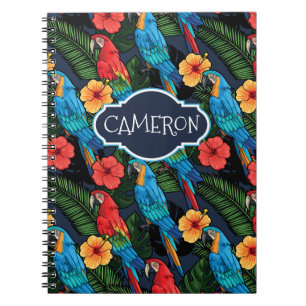 Carnet Le motif   d'ara et de ketmie ajoutent votre nom