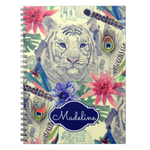 Carnet Le motif indien vintage   de tigre de style