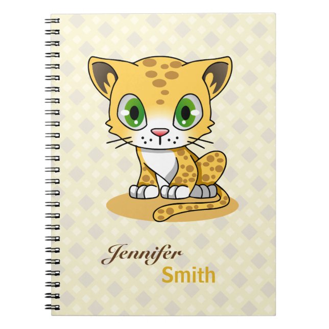 Carnet Le nom mignon de bande dessinée de léopard de chat (Devant)