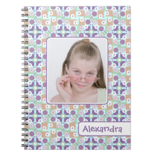 Carnet Le rétro modèle photo de la fille géométrique de