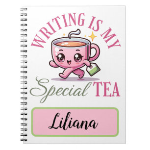 Carnet L'écriture rose personnalisée est mon thé spécial