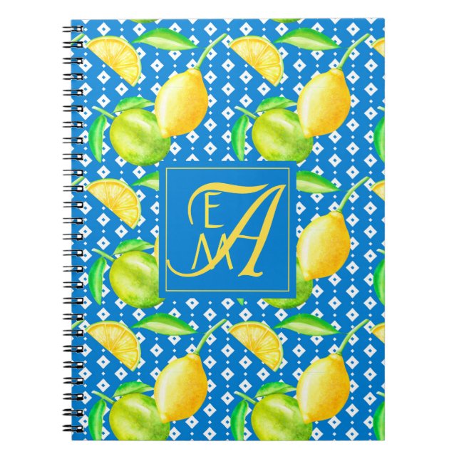 Carnet Lemon Tree Ocean Blue MONOGRAM (Devant)