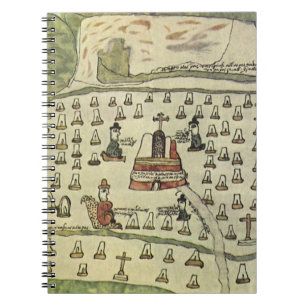 Carnet L'empire aztèque de Montezuma, carte antique du mo