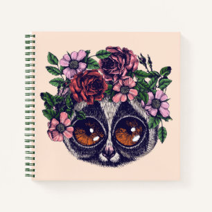 Carnet Lémur de fleurs doux
