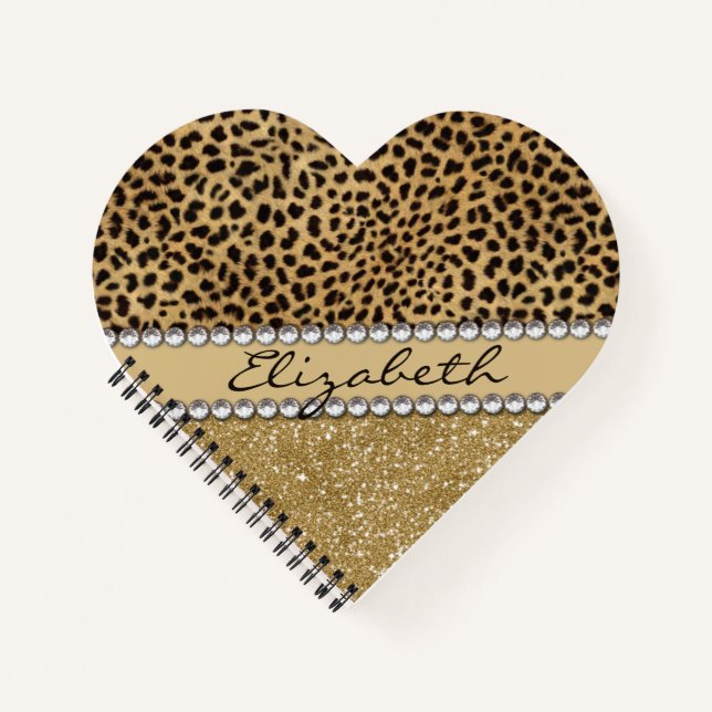 Carnet Léopard Spot Gold Parties scintillant Rhinestone L (Devant)