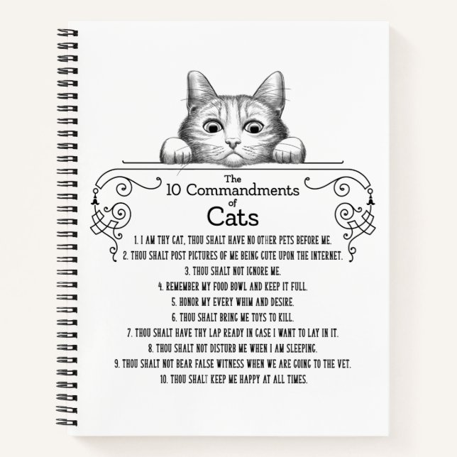 Carnet Les 10 commandements de chats amusants (Devant)