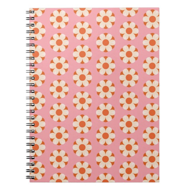 Carnet les années 70 Rétro motif de puissance de fleur ar (Devant)