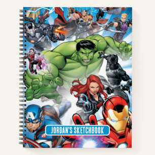 Carnet Les Avengers s'assemblent en dessin d'action