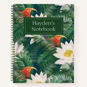 Carnet Les Blancs Lotus Tropical Birds & Lotus Motif