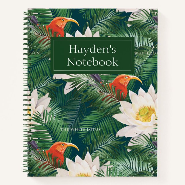 Carnet Les Blancs Lotus Tropical Birds & Lotus Motif (Devant)
