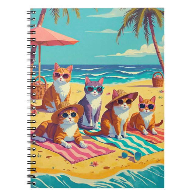 Carnet Les chats se prélassent sur la plage (Devant)