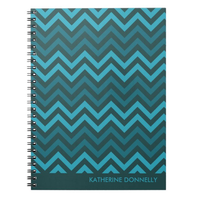 Carnet Les chevrons turquoises zigzaguent journal/carnet (Devant)