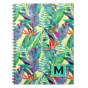 Carnet Les colibris d'aquarelle ajoutent votre initiale